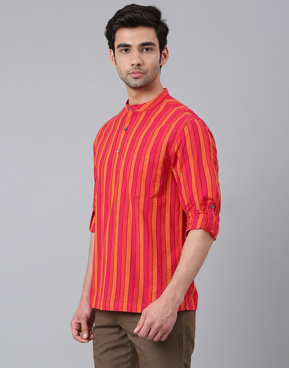 PINK COTTON MID PLACKET SHIRT