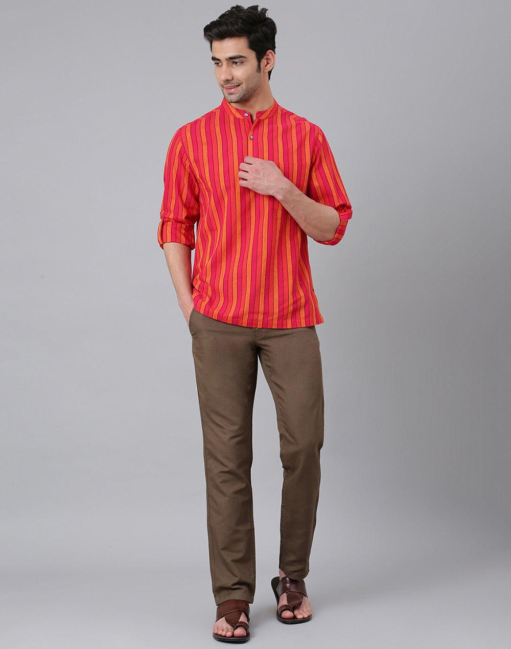 PINK COTTON MID PLACKET SHIRT