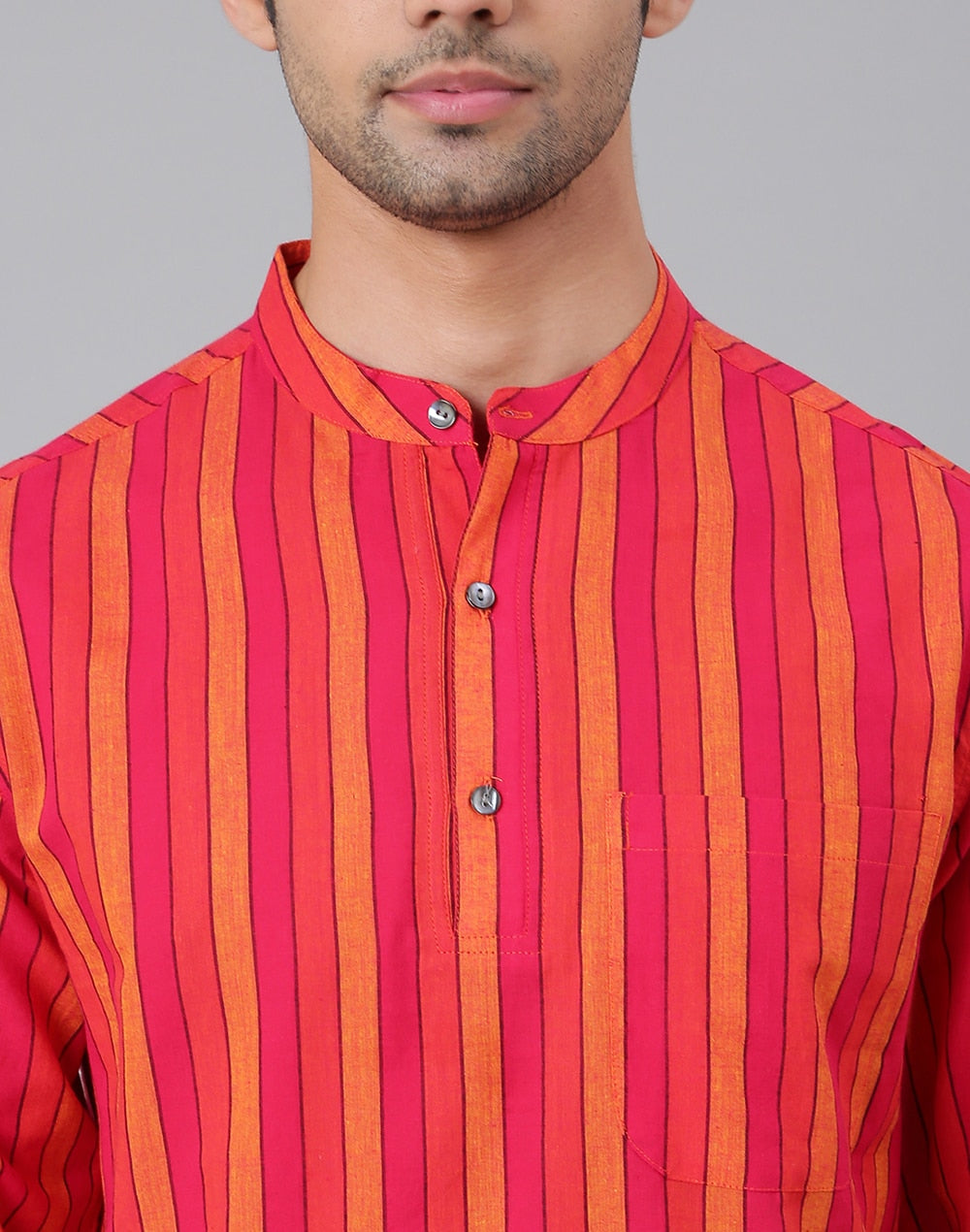 PINK COTTON MID PLACKET SHIRT