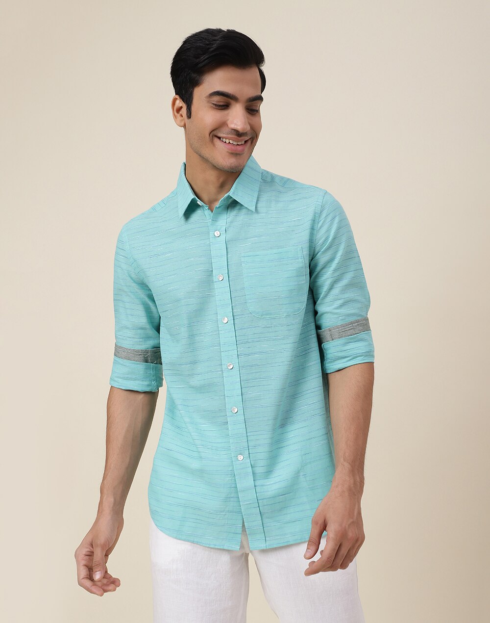 GREEN COTTON BUTTON-DOWN SHIRT