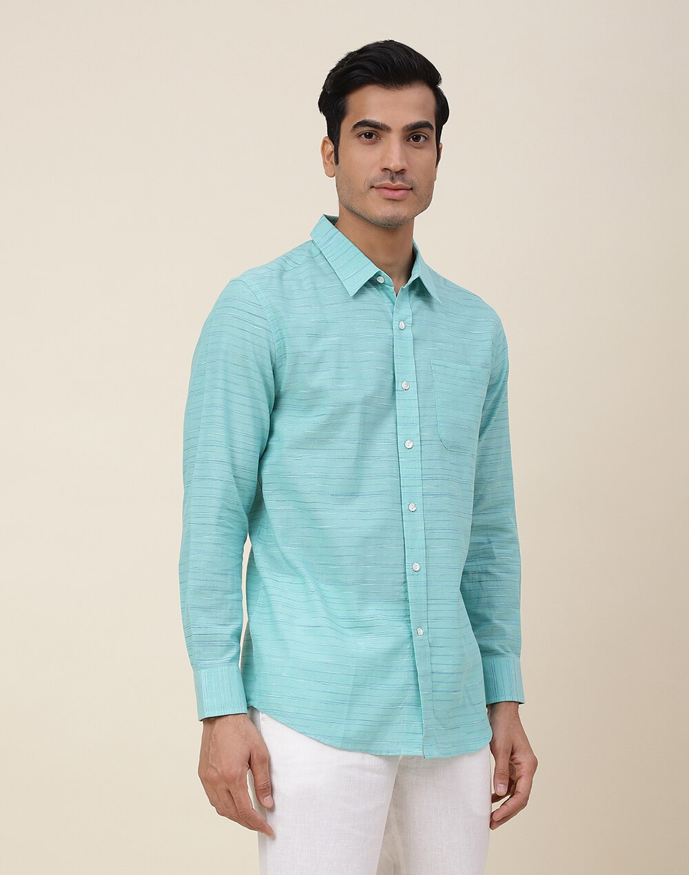 GREEN COTTON BUTTON-DOWN SHIRT