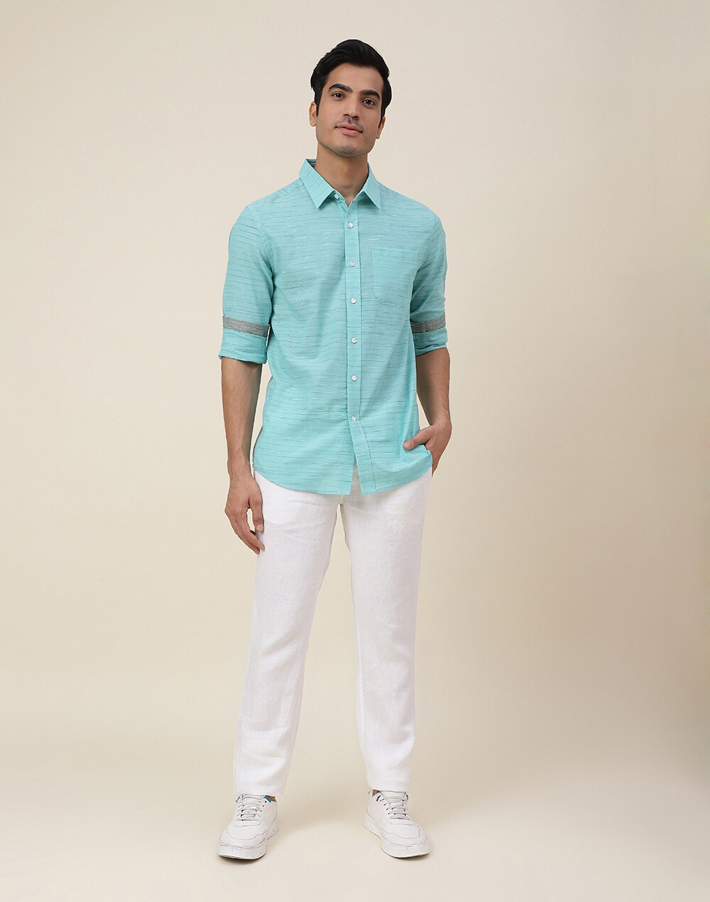 GREEN COTTON BUTTON-DOWN SHIRT