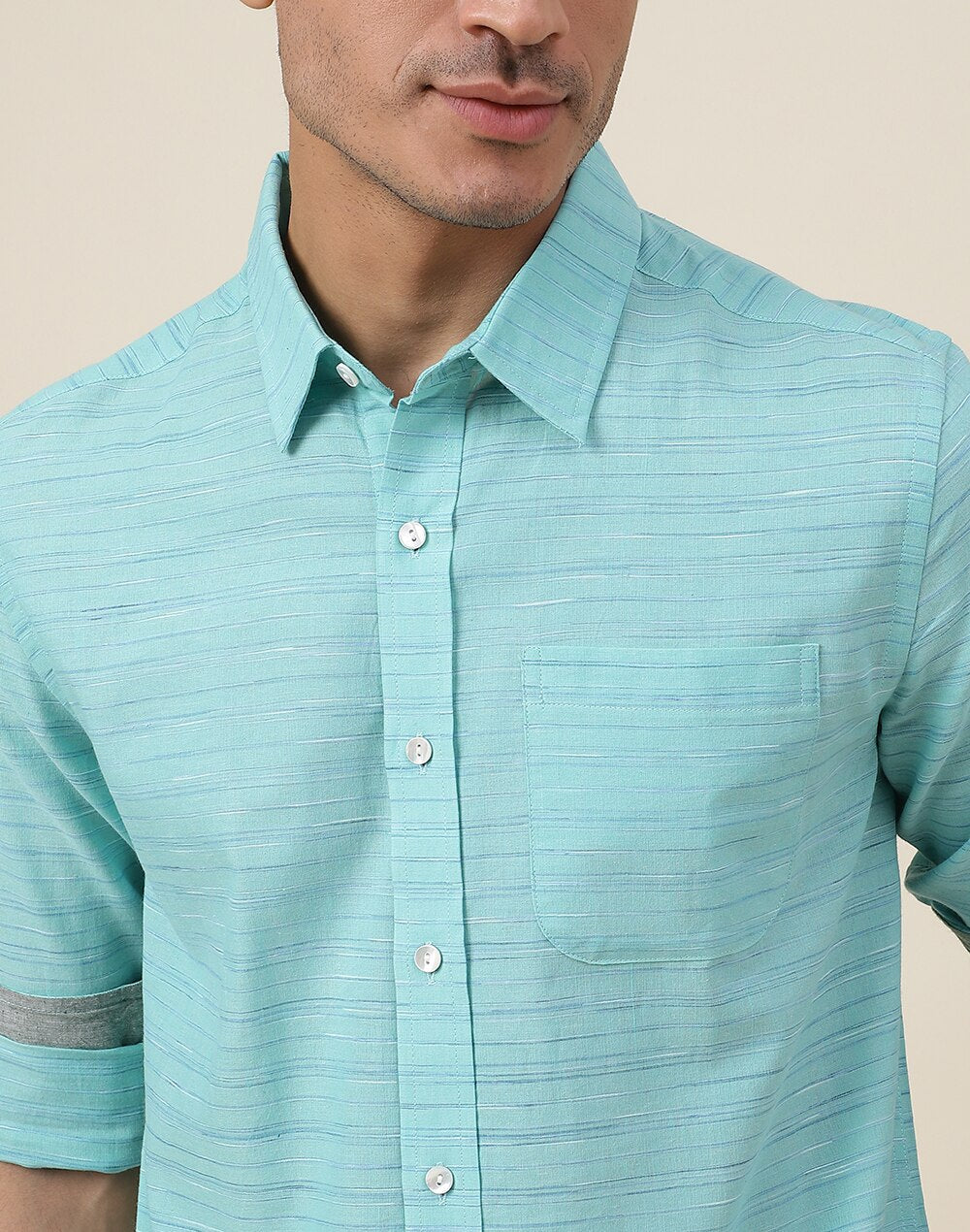 GREEN COTTON BUTTON-DOWN SHIRT