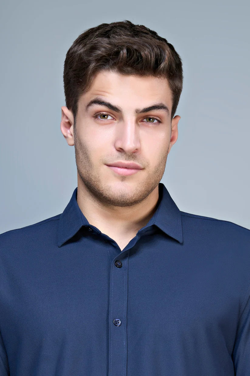 NAVY SMART TECH FULL SLEEVE SHIRT