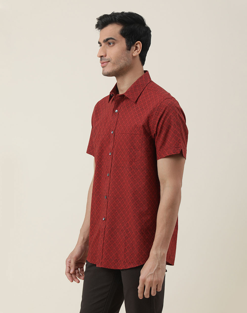ORANGE COTTON HALF-SLEEVE SHIRT