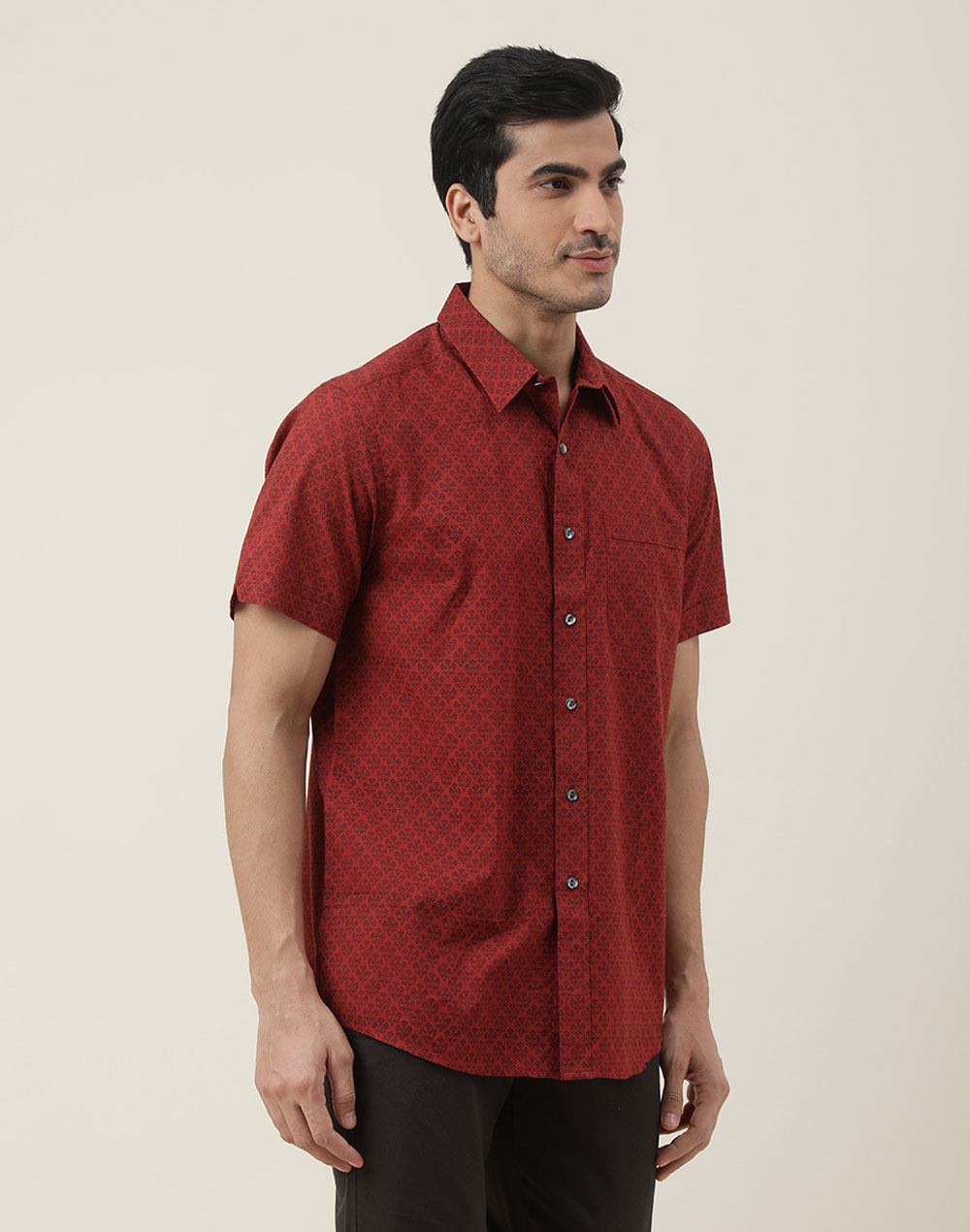 ORANGE COTTON HALF-SLEEVE SHIRT