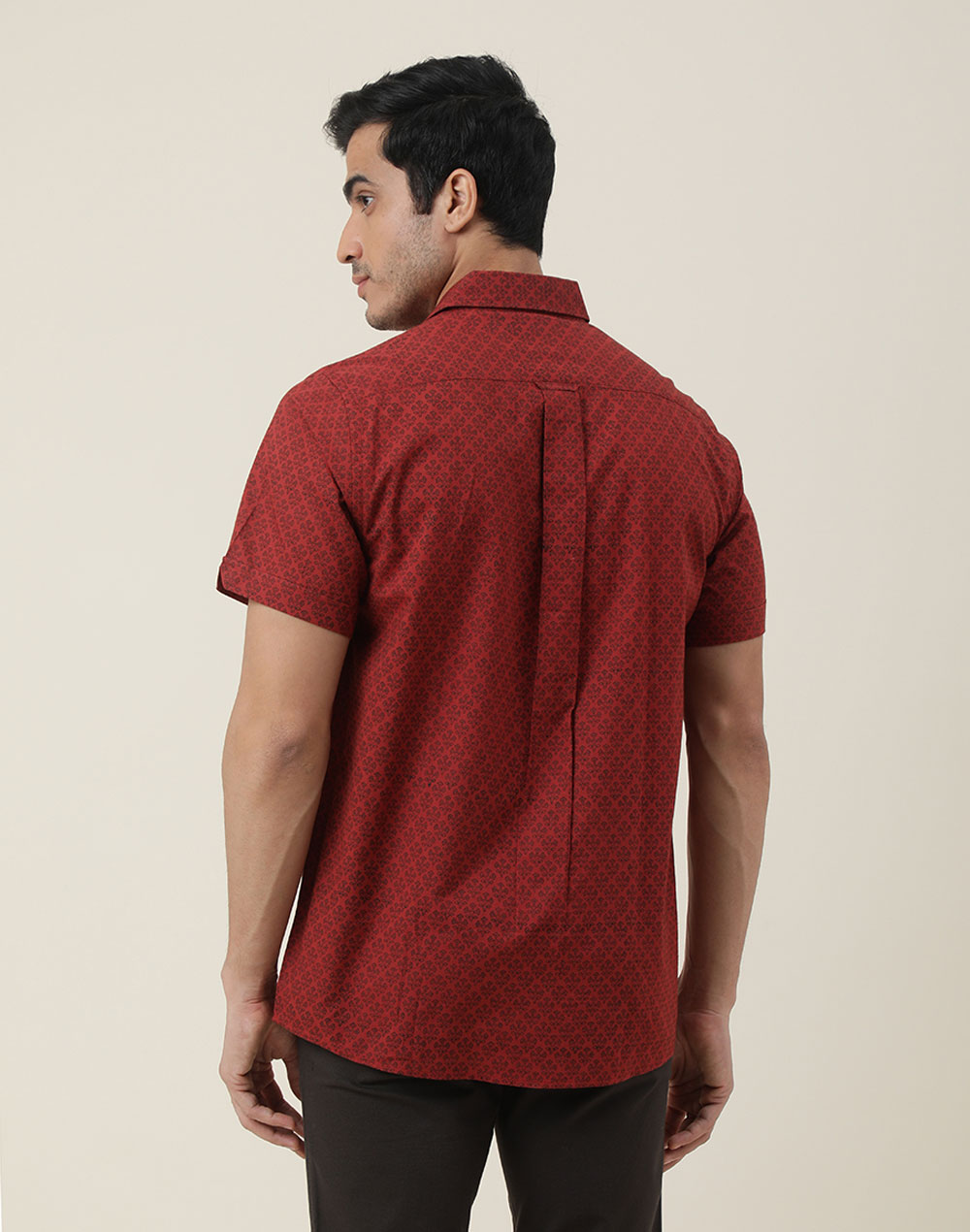 ORANGE COTTON HALF-SLEEVE SHIRT