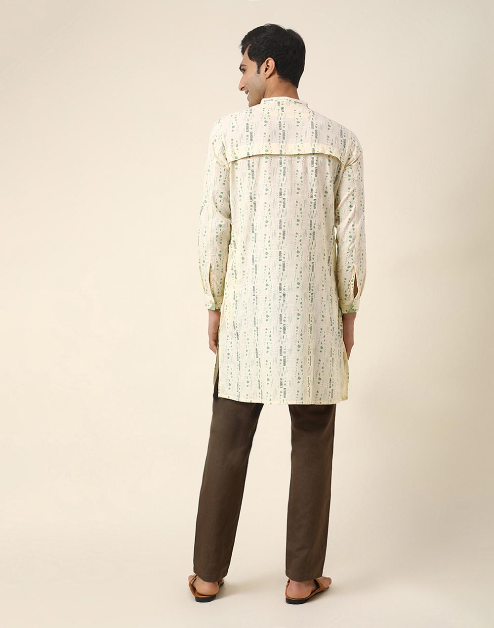 NATURAL COTTON PRINTED SLIM FIT LONG KURTA