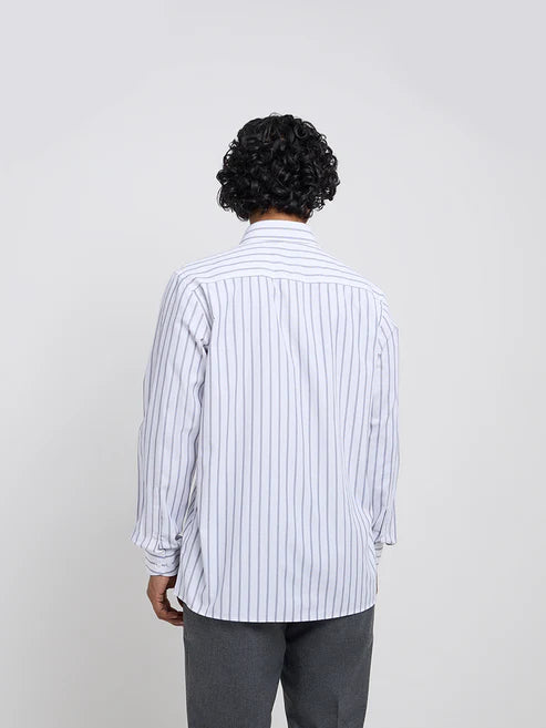 BHAYLA'S WHITE STRIPED SLIM-FIT SHIRT