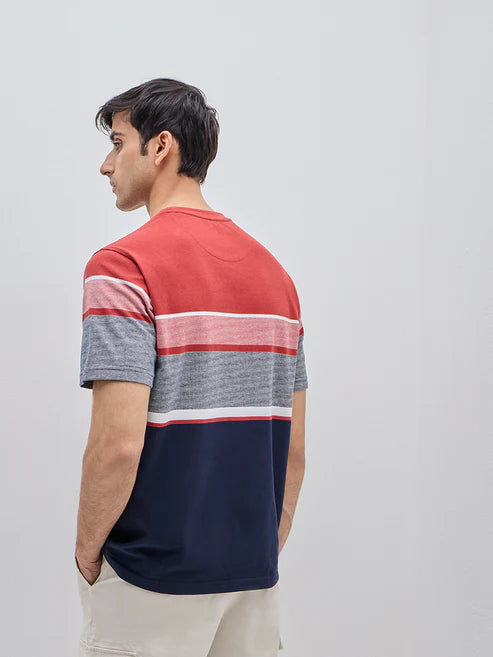 BHAYLA'S MULTICOLOR COLOR-BLOCK COTTON-BLEND CREWNECK T-SHIRT