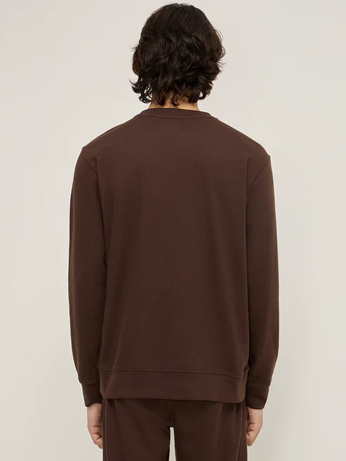 BHAYLA'S DARK BROWN WAFFLE-TEXTURE RELAXED-FIT SWEATSHIRT
