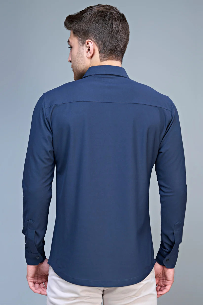 NAVY SMART TECH FULL SLEEVE SHIRT