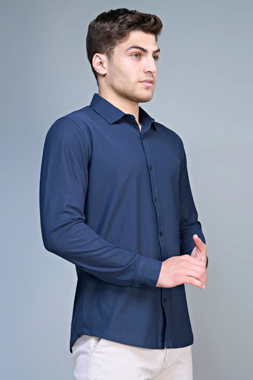NAVY SMART TECH FULL SLEEVE SHIRT