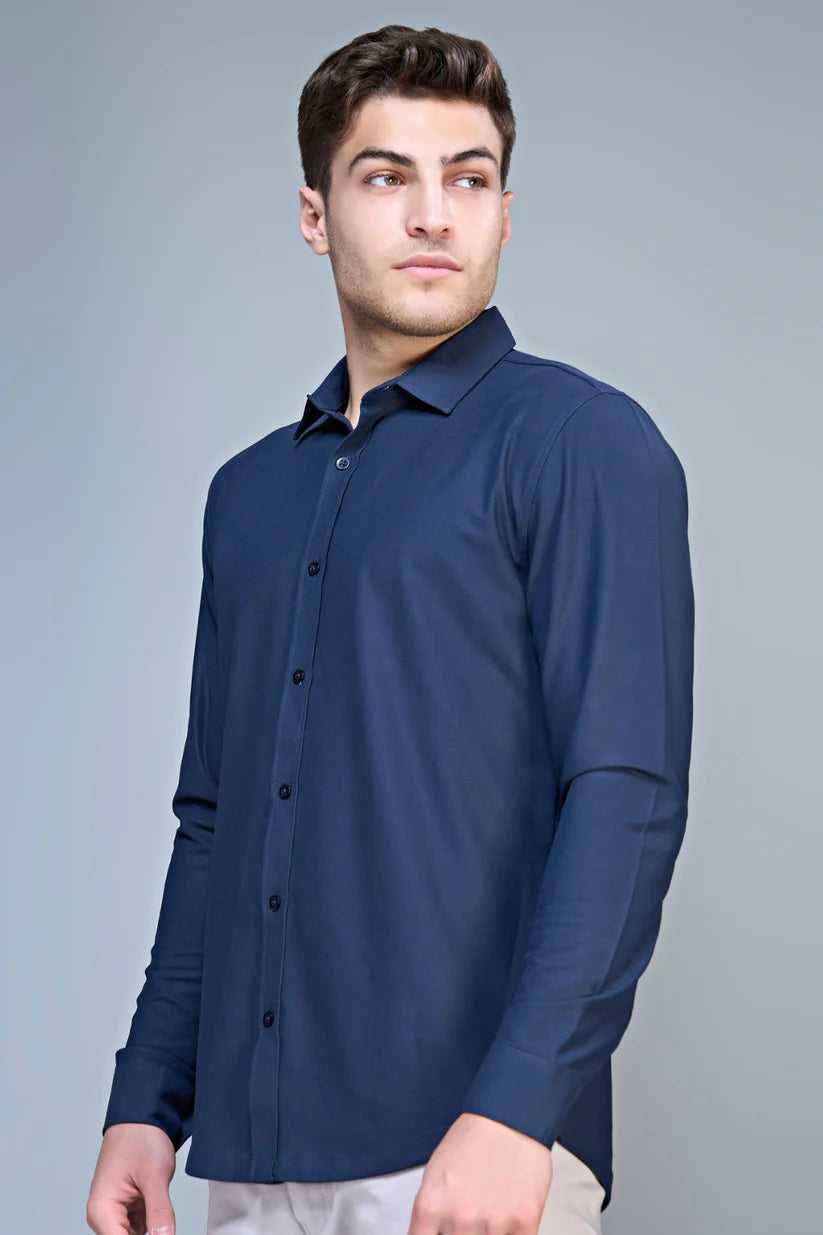 NAVY SMART TECH FULL SLEEVE SHIRT