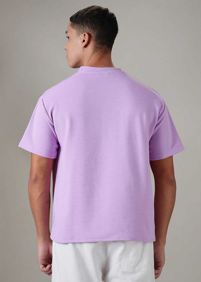 BHAYLA'S OVERSIZED LILAC PLAIN TEXTURED T-SHIRT