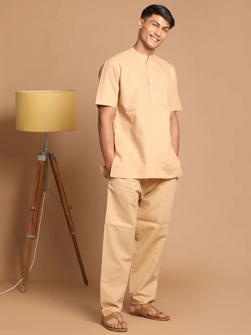 MEN'S BROWN WORK FROM HOME COLLECTION COTTON PYJAMA SET