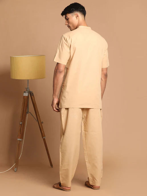 MEN'S BROWN WORK FROM HOME COLLECTION COTTON PYJAMA SET