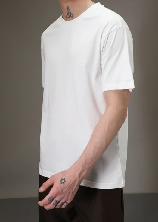 BHAYLA'S WHITE PLAIN BASIC OVERSIZED T-SHIRT