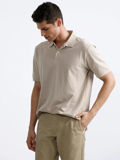 BHAYLA'S BEIGE CLASSIC COLLAR T-SHIRT