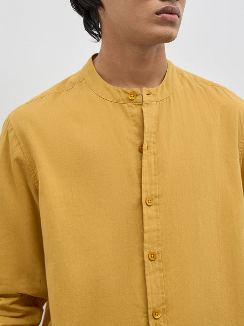 BHAYLA'S YELLOW SOLID PURE COTTON RELAXED-FIT SHIRT