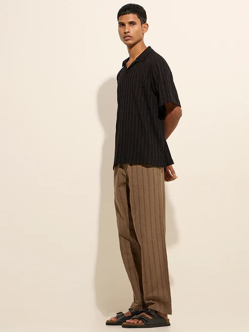 BHAYLA'S BLACK RELAXED FIT KNIT POLO T-SHIRT