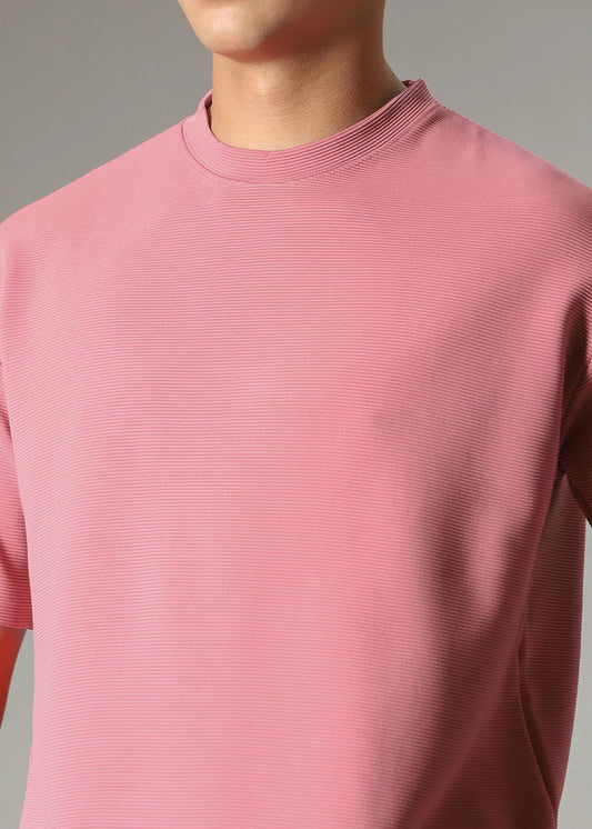 BHAYLA'S OVERSIZED PINK PLAIN TEXTURED T-SHIRT